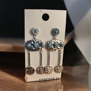 Turquoise & Silver Statement Dangle Earrings – NWT